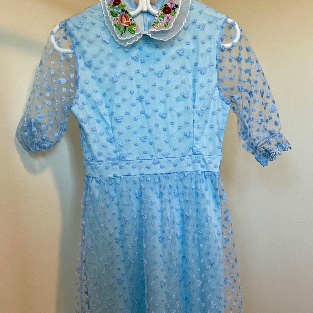 Vintage Blue Lace Dress // Size S